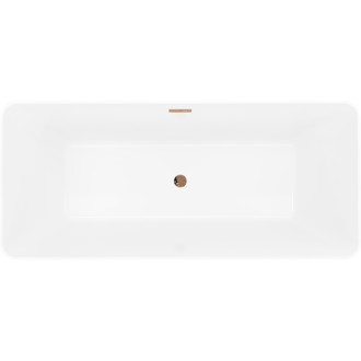 Voľne stojaca vaňa Mexen Velo Slim 170 x 75 cm, biela, ružovo-zlatý prepad - 52811707500-60