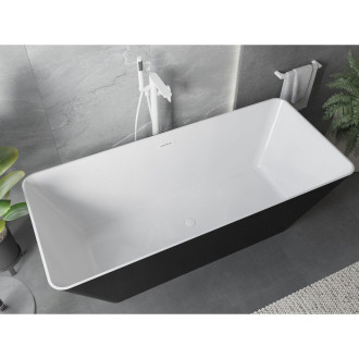 Voľne stojaca vaňa Mexen Velo Slim 170 x 75 cm, biela / čierna, biely prepad - 52811707575-20