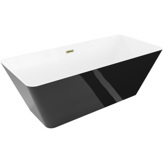 Voľne stojaca vaňa Mexen Velo Slim 170 x 75 cm, biela/čierna, zlatý prepad - 52811707575-50