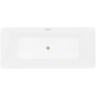 Voľne stojaca vaňa Mexen Velo Slim 170 x 75 cm, biela / čierna, prepad kartáčovaný zlatý - 52811707575-55