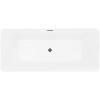 Voľne stojaca vaňa Mexen Velo Slim 170 x 75 cm, biela / čierna, prepad kartáčovaný nikel - 52811707575-97