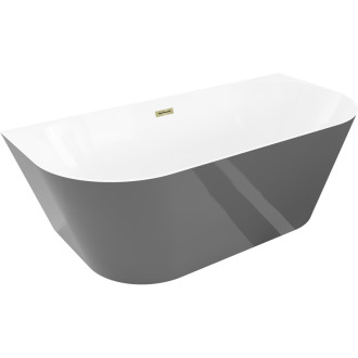 Voľne stojaca závesná vaňa Mexen Oval Slim 170 x 80 cm, biela/sivá, zlatý prepad - 52661708062-50