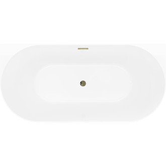 Voľne stojaca závesná vaňa Mexen Oval Slim 170 x 80 cm, biela/sivá, zlatý prepad - 52661708062-50