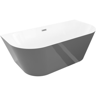 Voľne stojaca závesná vaňa Mexen Oval Slim 170 x 80 cm, biela/sivá, prepad vo farbe delového kovu - 52661708062-95