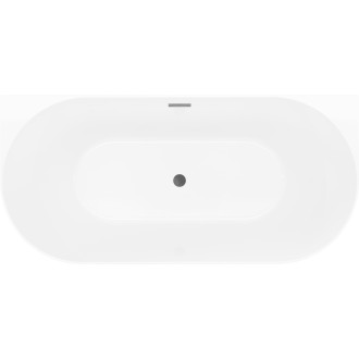 Voľne stojaca závesná vaňa Mexen Oval Slim 170 x 80 cm, biela/sivá, prepad vo farbe delového kovu - 52661708062-95