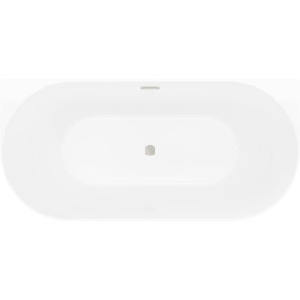 Voľne stojaca závesná vaňa Mexen Oval Slim 170 x 80 cm, biela/sivá, prepad kartáčovaný nikel - 52661708062-97