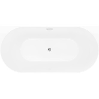 Voľne stojaca závesná vaňa Mexen Oval Slim 170 x 80 cm, biela/čierna, chrómovaný prepad - 52661708075-01