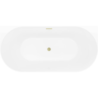 Voľne stojaca závesná vaňa Mexen Oval Slim 170 x 80 cm, biela/čierna, prepad kartáčovaný zlatý - 52661708075-55