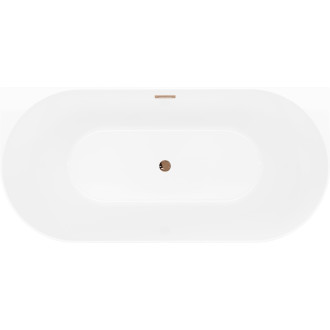 Voľne stojaca závesná vaňa Mexen Oval Slim 170 x 80 cm, biela/čierna, ružovo-zlatý prepad - 52661708075-60