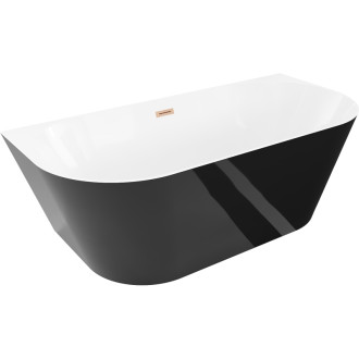 Voľne stojaca závesná vaňa Mexen Oval Slim 170 x 80 cm, biela/čierna, prepad z kartáčovanej medi - 52661708075-65