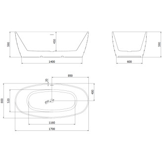Voľne stojaca vaňa Mexen Olea, vzor 170 x 80 cm, biela, biely prepad - 52821708000-20