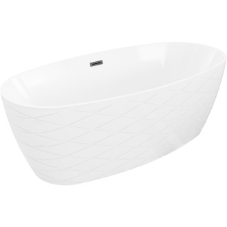 Voľne stojaca vaňa Mexen Olea, vzor 170 x 80 cm, biela, čierny prepad - 52821708000-70