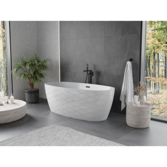 Voľne stojaca vaňa Mexen Olea, vzor 170 x 80 cm, biela, čierny prepad - 52821708000-70