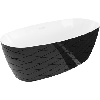 Voľne stojaca vaňa Mexen Olea, vzor 170 x 80 cm, biela/čierna, biely prepad - 52821708075-20