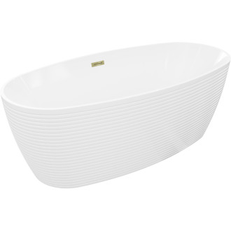 Voľne stojaca vaňa Mexen Lira, vzor 170 x 80 cm, biela, zlatý prepad - 52831708000-50