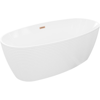 Voľne stojaca vaňa Mexen Lira s motívom 170 x 80 cm, biela, prepad kartáčovaná meď - 52831708000-65