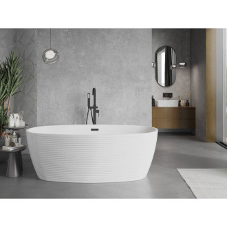 Voľne stojaca vaňa Mexen Lira, vzor 170 x 80 cm, biela, čierny prepad - 52831708000-70