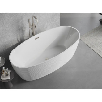 Voľne stojaca vaňa Mexen Lira s motívom 170 x 80 cm, biela, prepad kartáčovaný nikel - 52831708000-97