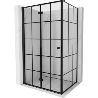 Mexen Mist-F skladací sprchovací kút ľavý 100 x 120 cm, čierny rošt, čierna - 8A6T-100-120-70-77-L