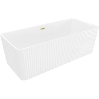 Voľne stojaca vaňa Mexen Nila s drážkovaným prepadom 170 x 75 cm, biela, prepad kartáčovaný zlatý - 52841708000-55