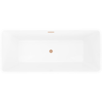 Voľne stojaca vaňa Mexen Tava s drážkovaným povrchom 170 x 75 cm, biela, prepad z kartáčovanej medi - 52851707500-65