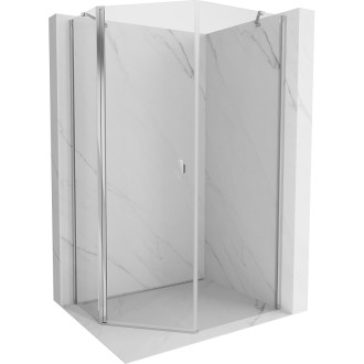 Mexen Mist päťuholníkový asymetrický výklopný sprchovací kút 80 x 90 cm, priehľadný, chróm - 8A8-080-090-01-00