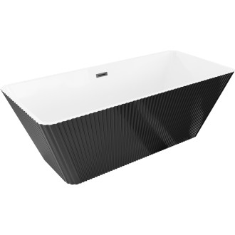 Voľne stojaca vaňa Mexen Tava s drážkovaným povrchom 170 x 75 cm, biela/čierna, čierny prepad - 52851707575-70