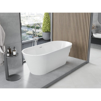 Voľne stojaca vaňa Mexen Yara s drážkovaným prepadom 170 x 75 cm, biela, chrómový prepad - 52861707500-01