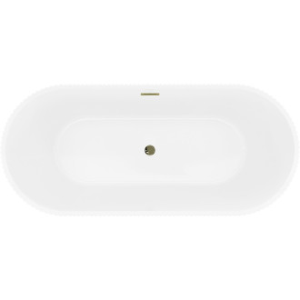 Voľne stojaca vaňa Mexen Yara s drážkovaným prepadom 170 x 75 cm, biela, zlatý prepad - 52861707500-50