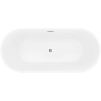 Voľne stojaca vaňa Mexen Yara s drážkovaným prepadom 170 x 75 cm, biela/čierna, chrómovaný prepad - 52861707575-01