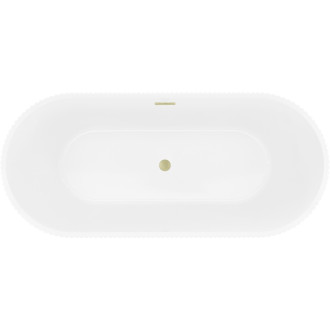 Voľne stojaca vaňa Mexen Yara s drážkovaným povrchom 170 x 75 cm, biela/čierna, prepad kartáčovaný zlatý - 52861707575-55