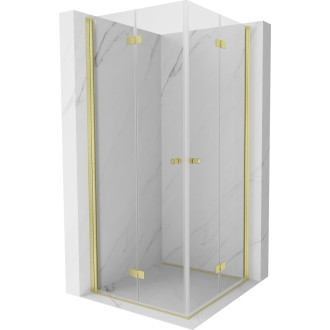 Sprchovací kút Mexen Mist-F Duo skladací 120 x 120 cm, priehľadný, kartáčované zlato - 8A6-120L-120P-55-00