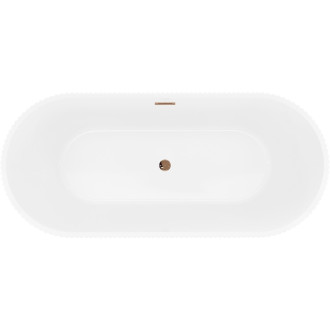 Voľne stojaca vaňa Mexen Yara s drážkovaným povrchom 170 x 75 cm, biela/čierna, s prepadom ružové zlato - 52861707575-60