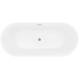 Voľne stojaca vaňa Mexen Yara s drážkovaným povrchom 170 x 75 cm, biela/čierna, kartáčovaný prepad vo farbe gun gray - 52861707575-66