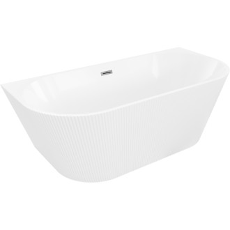Voľne stojaca závesná vaňa Mexen Oris s drážkovaným povrchom 150 x 75 cm, biela, prepad vo farbe delového kovu - 52871507500-95