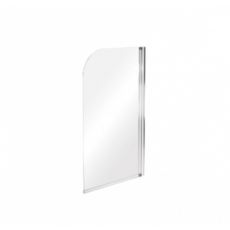 BESCO AMBITION 1, vaňová zástena 75 x 130 cm, chróm, biele pruhy BCAMB1CBP