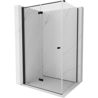 Sprchovací kút Mexen Mist-F skladací ľavý 110 x 120 cm, priehľadný, čierny - 8A6T-110-120-70-00-L