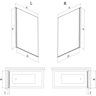 Mexen Mist vaňová zástena jednokrídlová pravá 60 x 150 cm, čierny rám, čierna - 8A9-060-001-70-70-P