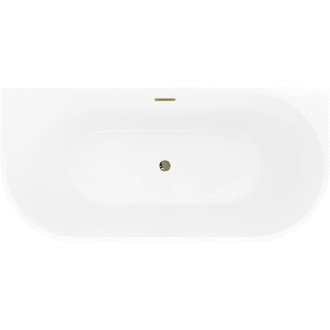 Voľne stojaca závesná vaňa Mexen Oris s drážkovaným prepadom 150 x 75 cm, biela/sivá, zlatý prepad - 52871507562-50