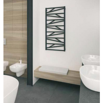 Kúpeľňový radiátor TRICK - 530 × 857 mm, výkon 410 W, Biely (C35 white silk), Spodné centrálne pripojenie D50