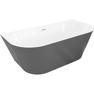 Voľne stojaca závesná vaňa Mexen Oris s drážkovaným povrchom 150 x 75 cm, biela/sivá, prepad kartáčovaný nikel - 52871507562-97