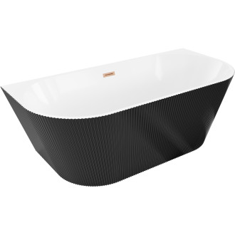 Voľne stojaca závesná vaňa Mexen Oris s drážkovaným povrchom 150 x 75 cm, biela/čierna, prepad z kartáčovanej medi - 52871507575-65
