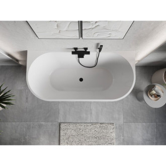 Voľne stojaca závesná vaňa Mexen Oris s drážkovaným prepadom 170 x 80 cm, biela, čierny prepad - 52871708000-70