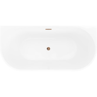 Voľne stojaca závesná vaňa Mexen Oris s drážkovaným prepadom 170 x 80 cm, biela/sivá, ružovo-zlatý prepad - 52871708062-60