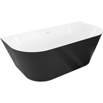 Voľne stojaca závesná vaňa Mexen Oris s drážkovaným povrchom 170 x 80 cm, biela/čierna, biely prepad - 52871708075-20