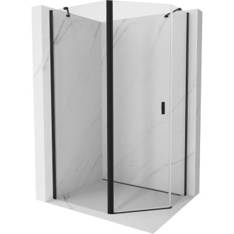 Mexen Mist päťuholníkový asymetrický výklopný sprchovací kút 100 x 80 cm, priehľadný, čierny - 8A8-100-080-70-00