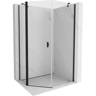 Mexen Mist päťuholníkový asymetrický výklopný sprchovací kút 80 x 100 cm, priehľadný, čierny - 8A8-080-100-70-00