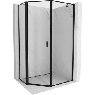 Sprchovací kút Mexen Mist, päťuholníkový, asymetrický, výklopný, ľavý, 80 x 100 cm, čierny rám, čierna - 8A8-080-100-70-70-L