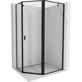 Mexen Mist päťuholníkový asymetrický sprchovací kút s pravými pántami 90 x 80 cm, čierny rám, čierna - 8A8-090-080-70-70-P