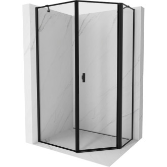 Mexen Mist päťuholníkový asymetrický sprchovací kút s pravými pántami 80 x 100 cm, čierny rám, čierna - 8A8-080-100-70-70-P